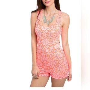 💥SALE💥Neon Coral Sleeveless Romper